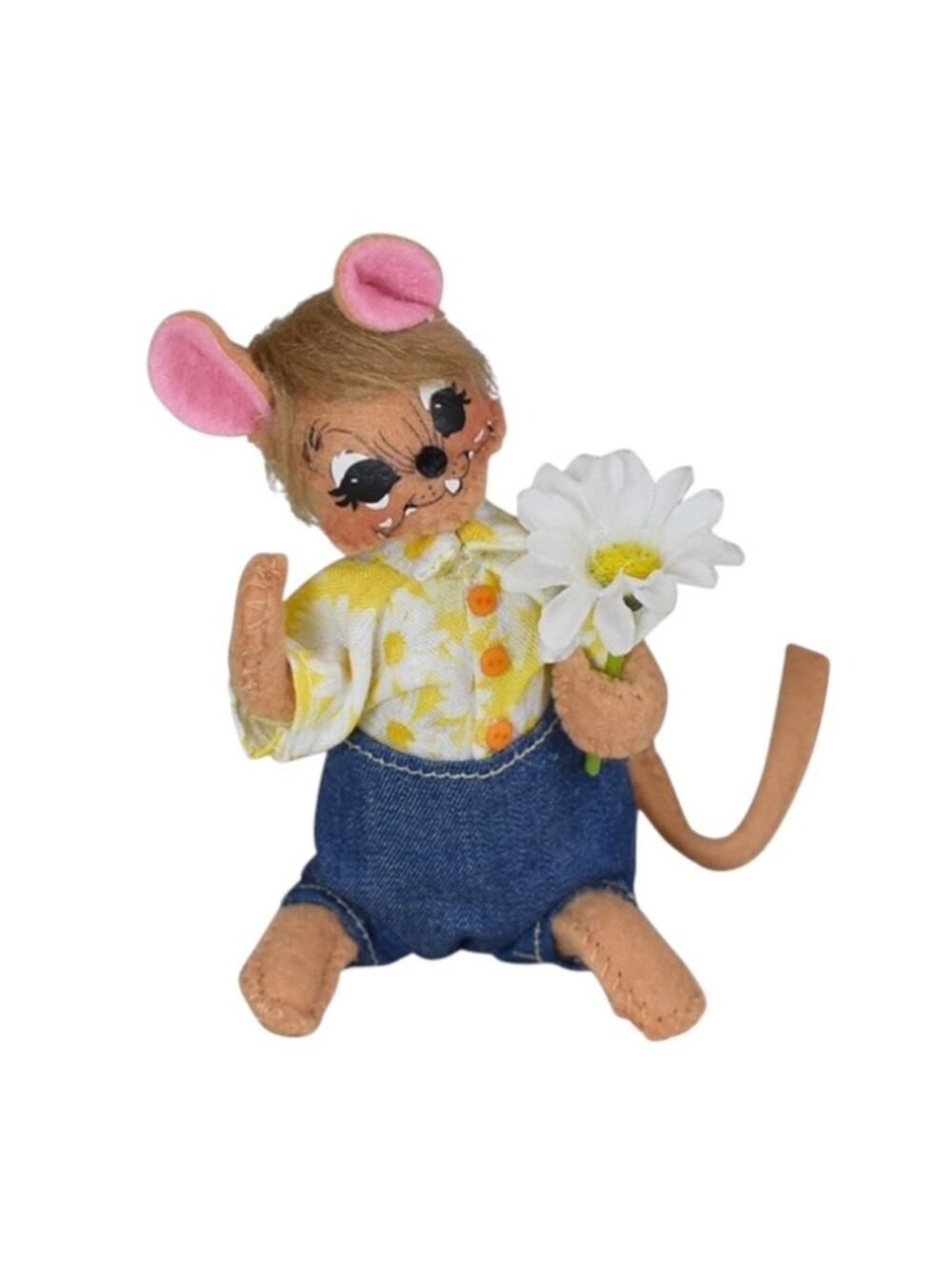 NWT Annalee 2023 Boy Mouse with Daisy 5" Brown Easter Spring Doll w/ Tag - MINT